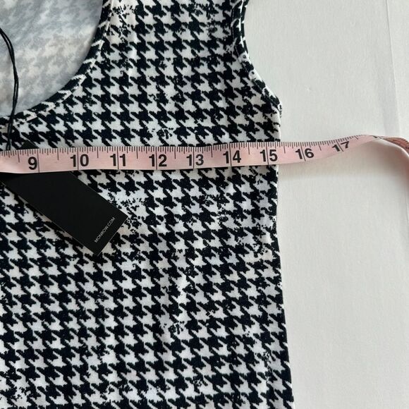 Monrow Black White Houndstooth Jersey Midi Dress Size X-Small NWT - Picture 4 of 7